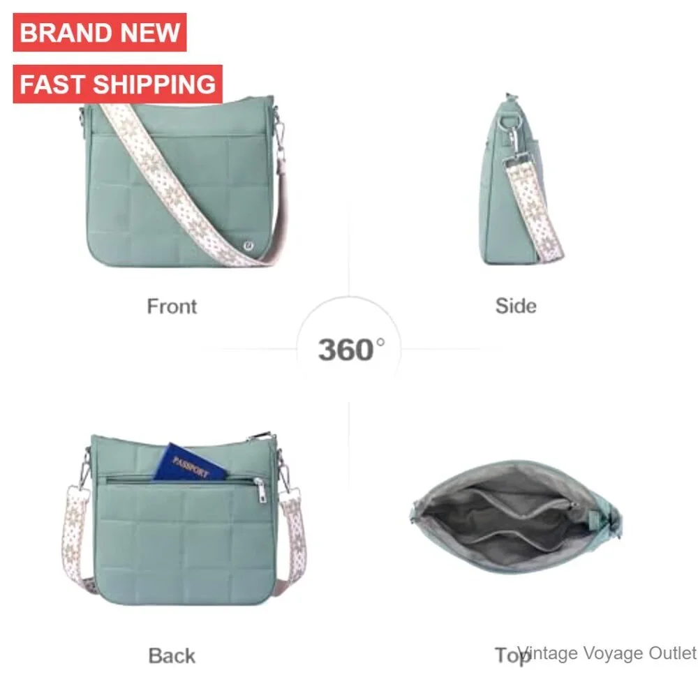 Quilted Puffer Crossbody Bag Anti-Theft Travel Purse Hobo Shoulder Bag